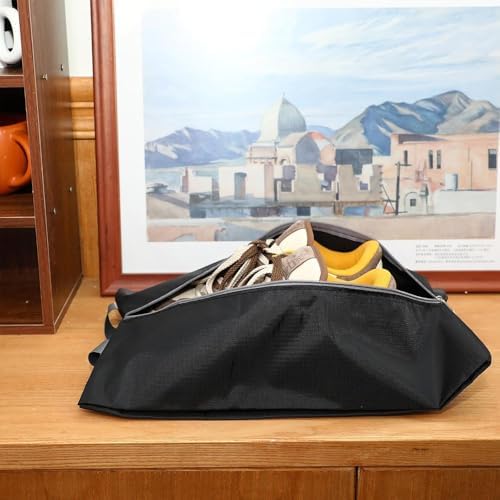 2 Pcs Black Travel Shoe Bags Folding Bags with Zipper for Closure Large Waterproof Portable Travel Shoe Bag — view 5