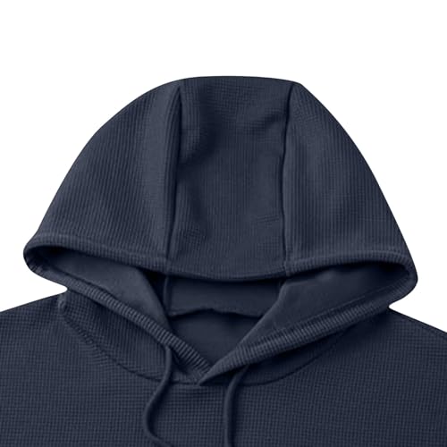 Wankang Men's Hooded Sweatshirts Casual Waffle Hoodies Pullover Knit Long Sleeve Hoodie Sweatshirt with Pocket for Men4