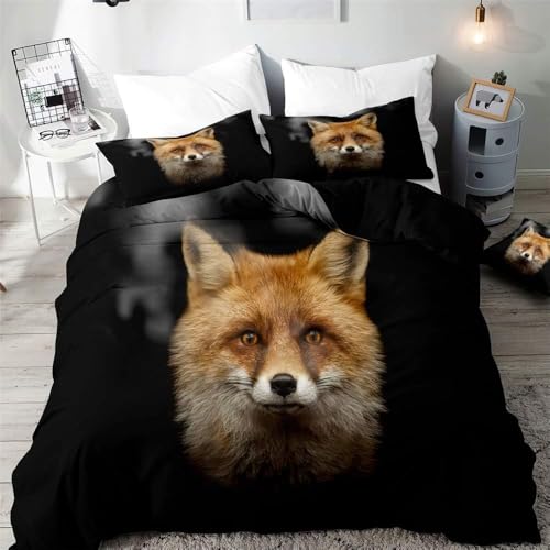 Housse de couette renard noire lavable en machine pour grand lit - 2