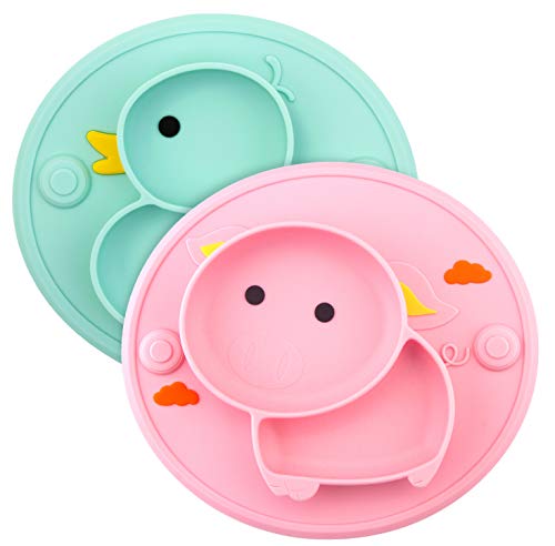 Icyant Piatto Per Bambini Piatto In Silicone Baby Con Set Di Cucchiai