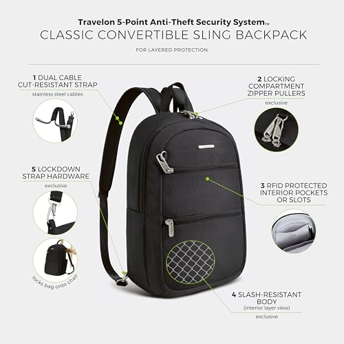 Image of Travelon Anti-Theft Classic Convertible Sling Backpack