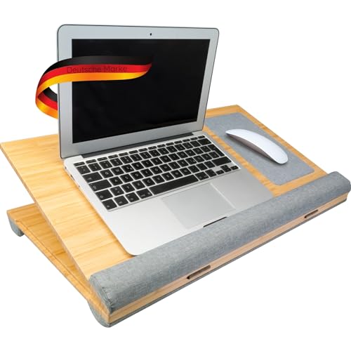 Preisvergleich Produktbild SCHWAIGER 659917 Bambus Laptop Notebook Ständer Knieauflage Computertisch Laptop-Halterung Schreibtisch-Unterlage inkl. Mauspad Handablage Laptopkissen 17 Zoll