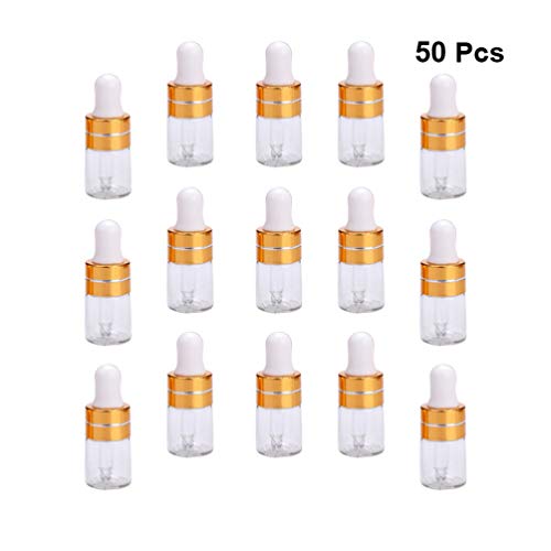 PIXNOR Frascos Conta-Gotas de Vidro Transparente 50Pcs 2Ml Frascos Rolantes de Óleo Essencial Recarr