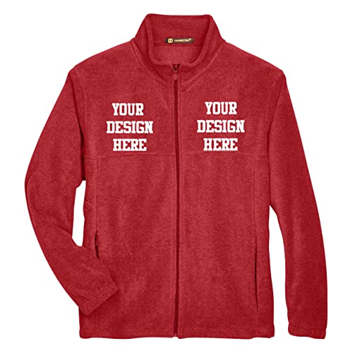 INK STITCH Men M990 Custom Stitching Logo Text Design Your Own Fleece Full Zip Jackets - Multicolors
