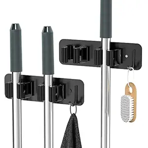 homeasy Mop Broom Organizer (Black)