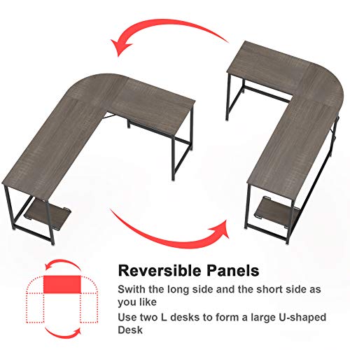 Weehom Reversible L Shaped Gaming Computer Desk, 66 Inch Large Home Office Corner Desk Study Writing Work Table Pc Workstation Wooden Table #TOP3