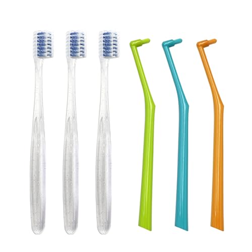 HRASY 6 cepillos de dientes ortodoncia en forma de U con cerdas suaves para aparatos ortopédicos, cepillo de dientes en ángulo con extremo para limpieza fina de los dientes