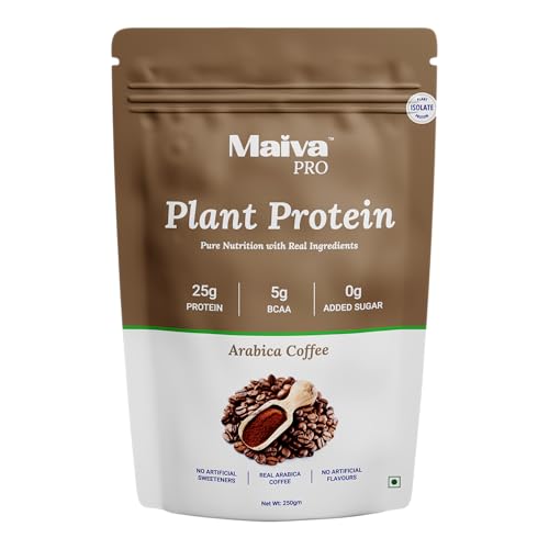 Image of Maiva Pro | Plant Protein Isolate - Arabica Coffee - 250gm | 25g Protein, 5g BCAA | All Essential Amino Acids | Gut Friendly, Easy to Digest | Real Dates | Vegan, Dairy Free, No Preservatives