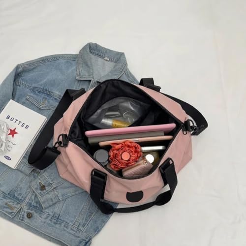 Image of WILDHORN Nylon Travel Duffle Bag for Women & Men | Stylish Weekender Handbag with Shoulder Strap | Lightweight Multipurpose Gym, Office & Overnight Bag (Pink)