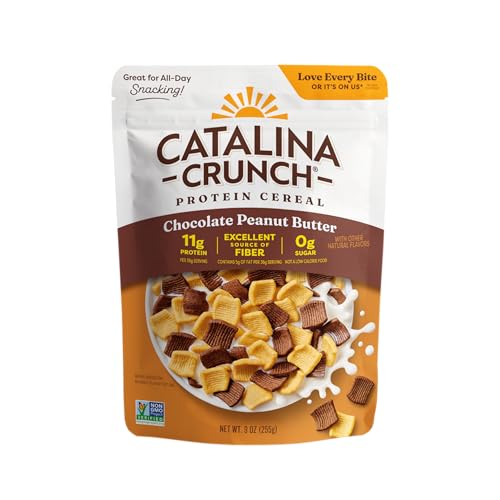 Catalina Crunch Protein Cereal - Sugar Free Breakfast Cereal with 11g of Protein - Gluten Free - Chocolate Peanut Butter - 9 oz. Bag (Pack of 1) (Packaging May Vary)