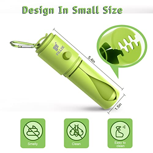 Image of FILLIX Portable Foldable Dog Poop Scooper for Walking Medium, Small Dogs and Cats, Puppy and Kitten Poop Picker Upper, Pet Waste Pick Up 2023 with Bag Dispenser, Dog Leash Clip and Poop Bags Included
