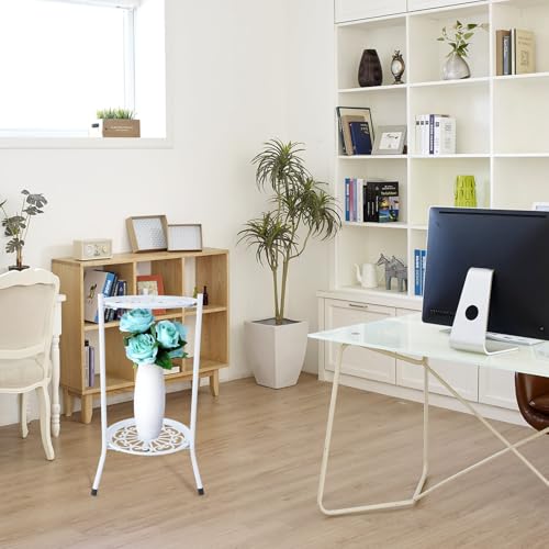 Support pour plantes en métal blanc à double couche Uonlytech
