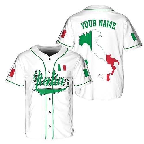 MonkeyVan Personalized Italy Baseball Jersey, Customized Italian Soccer Shirt Italia Pride Flag Jersey Flag Italy Shirts IT30, Small-5X-Large