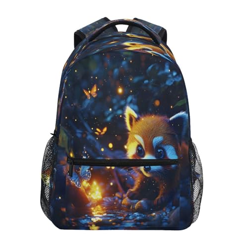 Raccoon Butterfly Bird Backpack for School Boys Girls Adults Kids Bookbag Laptop Bag 15L