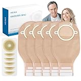 60pcs Ostomy Supplies Colostomy Bags, 2 Piece Colostomy Bags, Drainable Pouches with Closure for Ileostomy Stoma Care, Cut-to-Fit, 70mm Max (40 x Ostomy Bag + 20 x Skin Barrier）