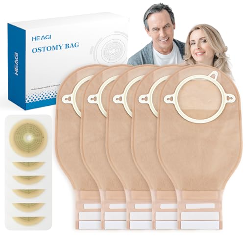 60pcs Ostomy Supplies Colostomy Bags 2 Piece Colostomy Bags Drainable Pouches with Closure for Ileostomy Stoma Care Cut-to-Fit 70mm Max (40 x Ostomy Bag + 20 x Skin Barrier