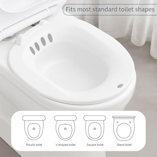 Image of Sitz Bath for Toilet Seat - Hemorrhoid & Postpartum Care - Perineum Relief Sitz Tub for Women & Men - Wide Seat, Deep Basin Soaking Kit for Home Comfort