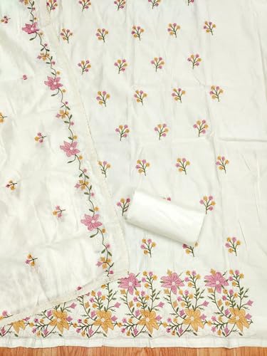 Image of Pandadi Saree Women's Cotton Embroidery Unstitched Salwar Suit Dress Material