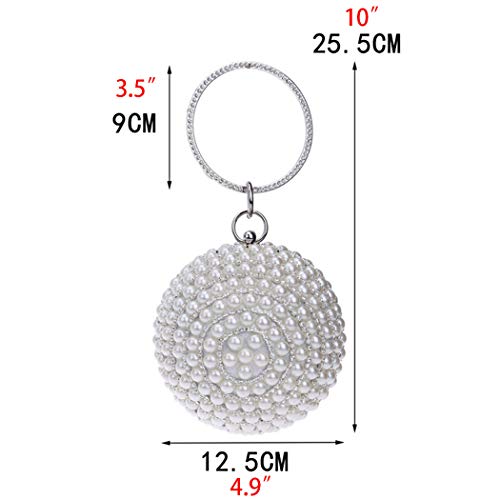 Tngan Womens Evening Bag Round Ball Wedding Handbag Artificial Pearl Purse Golden #TOP4