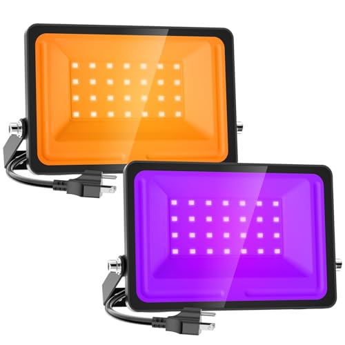 Onforu Orange and Purple Halloween Lights, 30W Dusk to Dawn