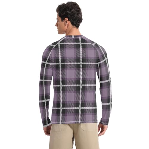 Plaid Scotland Purple Vintage Sun Protection SPF Rash Guard Shirt Slim fit Loose UV Protection Long Sleeve Beach2