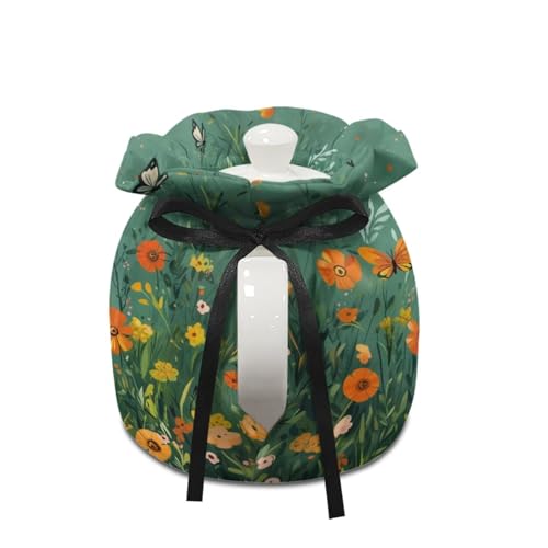 Image of Panda Butterfly Flower Print Tea Cosy for Teapot Insulated Portable Tea Kettle Cozy Theme Teapot Insulation Cover with Drawstring Breakfast Warmer 6.1x6.1x6.9 Inch