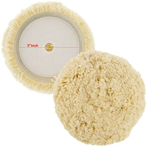 Image of 1Pcs Wool Polishing Polishers Clean Buffing Pad Bonnet for Furniture /Car (5 inch), Beige