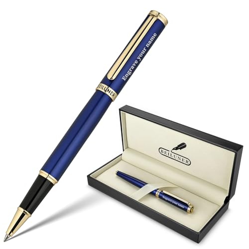 BEILUNER Blue Personalized Pen,Stunning Luxury Lacquer With 24K Gold,Schneider Ink Refills,Multiple Fonts To Custom Rollerball,Gift Pen For Men & Women,Executive,Graduation,Christmas,Nice Fa