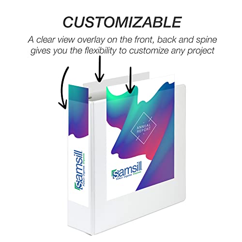 Image of Samsill Durable 3 inch 3 Ring Binder, D Ring Binder, 100% Recycled Chipboard, White, 12 Pack