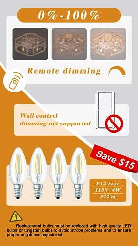 21'' Flush-Mount Ceiling Fan with Dimmable-Light Remote Control, Reversible-Motor, 6 Wind Speeds, Perfect for Bedroom, Living Room, Kitchen, Outdoor Gazebo, Patio, Low-Profile Design Retro Cage - Image 2
