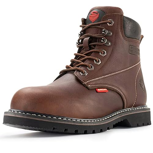 SUREWAY Mens Heavy Duty Soft/Steel Toe Work Boots for Men,Goodyearwelt,Full Grain Leather Working Construction Boot,Slip/Oil/Water Resistant Industrial Safety Shoes