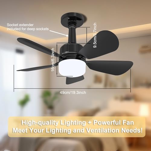 Image of 2Pack Socket Fan Light With Remote, Screwing Ceiling Fans with Dimmable Lights, 3 Colors 3000K-6500K,Ceiling Fan Light Kit Bulb for Bedroom Living Room Kitchen Garage Dinning Room
