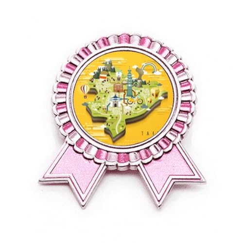 TaiPei Broche carte de voyage Chine Rose Art déco en métal M
