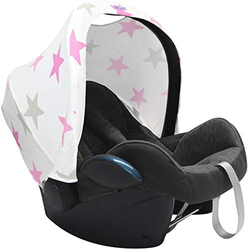 Original Dooky Hoody Sonnenschutz für Babyschalen der Altersgruppe 0+ inkl. UV-Schutz 40+ Universal geeignet für die meisten Marken, schwarz