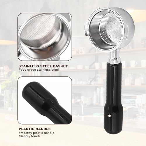 Image of DFD 51mm Bottomless Portafilter Compatible with Gevi Espresso Machine, 51mm Portafilter 3 Ears with Prongs Thickness 4mm Fits for Yabano Included Portafilter Filter Basket Espresso Accessories, slive