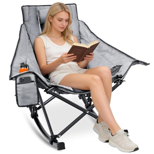 Suteck Oversized Rocking Camping Chair, Thick Padded Folding...