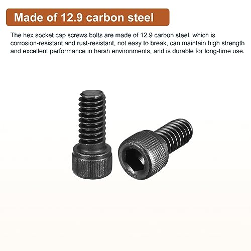 DTGN 1/4-20x1/2" Socket Head Cap Screws Bolts, 25Pcs 12.9 Grade Alloy Steel, Machine Hex Socket Screw, Hex Drive - Image 3