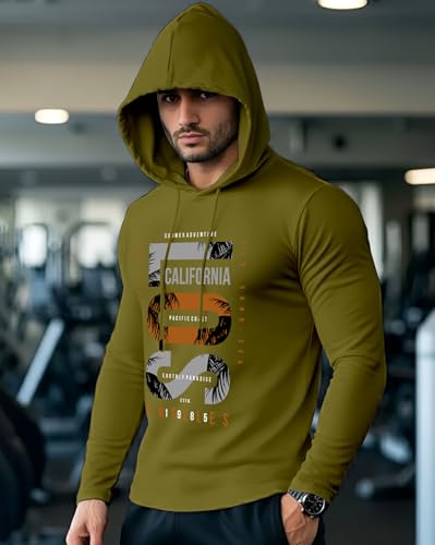Image of AUSK Men's Full Sleeve Hooded T-Shirt - The Ultimate Cotton Blend Comfort || Hoodies for Mens
