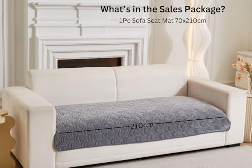Image of HOMETHREADS Innovative Premium Velvet Sofa Cover Mat with PVC Backing for Non-Slip Comfort (C Grey, 4 Seater | 70x210cm)