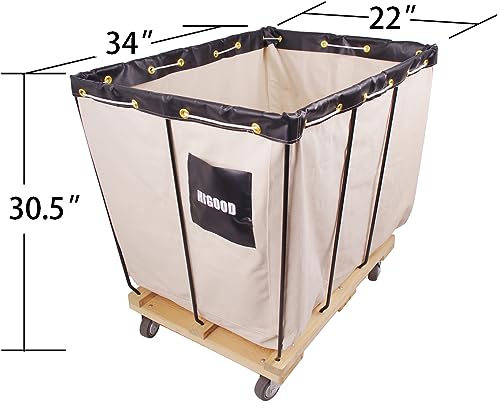 HIGOOD Canvas Basket Bulk Truck,Service Carts 8 Bushel Knock Down Truck, 10.0 cu. ft, 400 lb, 34" L X 22" W X 30.5" H Capacity by HIGOOD - Used condition - Image 3