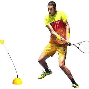 Solo Tennis Practice Rebounder Tennis Trainer Rebound Ball Tennis Ball Practice Rebounder Tennis Training Equipment for Beginner Strengthen Overall Muscle Memory Correct Body Posture Indoor Outdoor