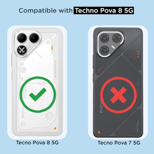 Image of Pikkme Back Cover for Tecno Pova 8 5G Mag-Safe Shockproof PC + TPU | Protective Case Magnetic Support | Bumper Case (Transparent Mag-Safe)