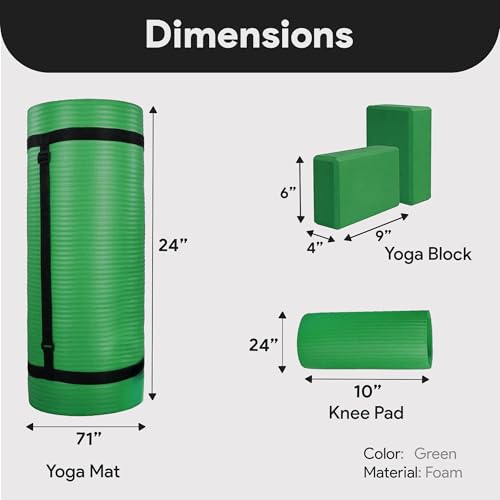Image of BalanceFrom GoCloud All-Purpose 1-Inch Extra Thick High Density Anti-Tear Exercise Yoga Mat with Carrying Strap