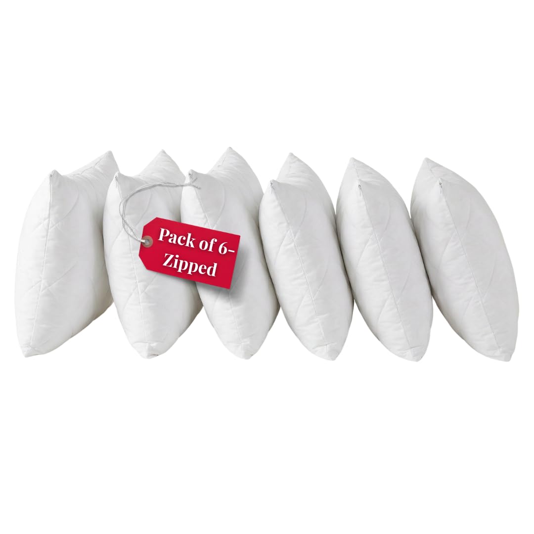 Imfaa White Quilted Pillow Protector - Soft And Comfortable Microfiber Pillowcase Protectors - Ant-Allergy And Breathable Pillow Cover (6 X Quilted-Zipped)