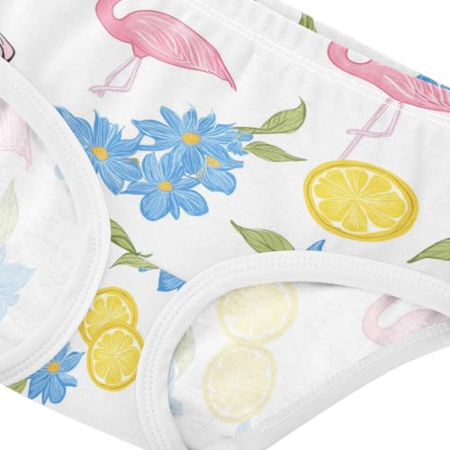 Wusikd Cute Pink Flamingo Girls' Underwear Cotton Lemon Girls Briefs Soft Toddler Underwear 2T4