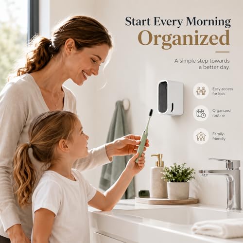 Image of Signamio 4 Pcs Set of Tooth Brush Holder Bathroom, Self Adhesive Toothbrush Holder Wall Mount, Bathroom Organizer & Brush Holder for Bathroom, Toothbrush Holders for Bathroom Wall, Toothbrush Stand