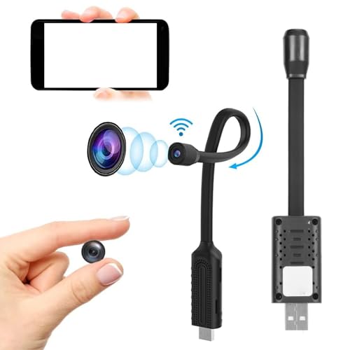 Telecamera Nascosta, Telecamera Spia HD 1080P, Mini Telecamera Wireless WiFi con Presa USB con Visualizzazione Remota, Piccola Telecamera per Nanny da Interno con Visione Notturna