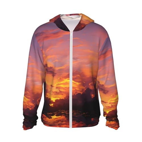 Women's Sun Protection Hoodie Jacket Sun Protection Clothing for Men Sunset at Dusk Women Run Shirt X-Large