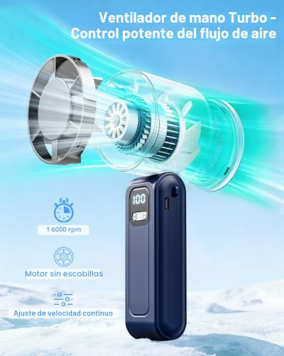Ventilador de Mano 3 en 1 para Combatir el Calor con Flujo Regulable 7