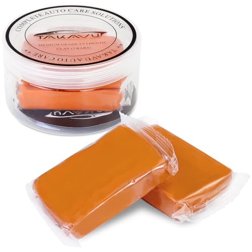 TAKAVU Car Clay Bars Auto Detailing 2 Pack 100g, Premium Medium Grade Material, Auto Detailing Magic Clay Bar Cleaner for Cleaning Cars, RV, Boats and Bus (Orange)